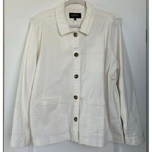 Quince Womens Organic Comfort Stretch Chore Jacket Size XL Ivory Cotton